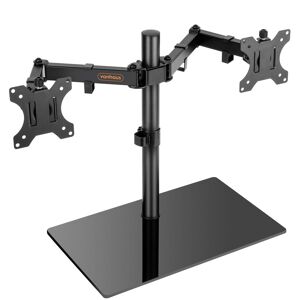 VonHaus Height Adjustable Tilt & Rotate Dual Monitor Stand with Glass Base in Black Black VonHaus Height Adjustable Tilt & Rotate Dual Monitor Stand with Glass Base in Black Black