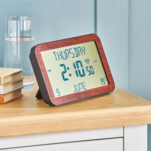 mysmartbuy Easy To Read Calendar Clock - Freestanding or Hanging Multi-Language Clock - Displays Time, Day, Date, Month & Temperature in Brown Brown mysmartbuy Easy To Read Calendar Clock - Freestanding or Hanging Multi-Language Clock - Displays Time, Day, Date, Month & Temperature in Brown Brown