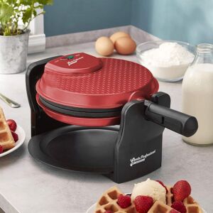 Cooks Professional Rotary Belgian Waffle Maker Machine with Non-Stick Plates & Drip Tray in Red Red Cooks Professional Rotary Belgian Waffle Maker Machine with Non-Stick Plates & Drip Tray in Red Red