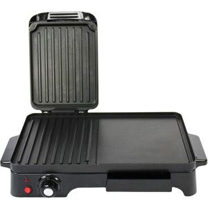 Schallen Electic Black Table Top 2 in 1 Versatile Adjustable Temperature Grill Griddle and Hot Plate Cooking Grilling Machine