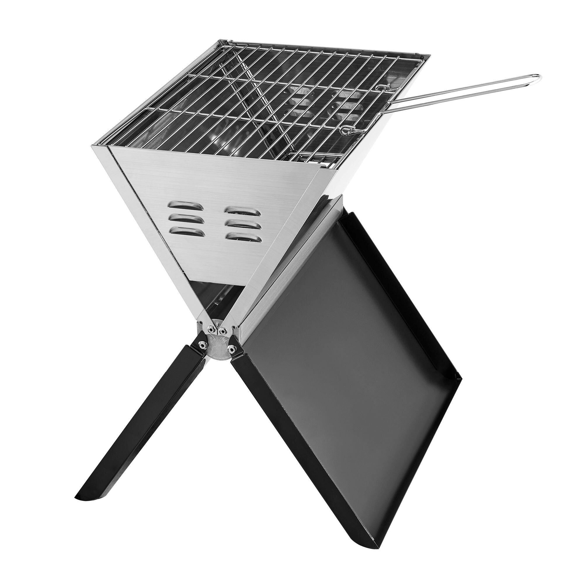LIVIVO Foldable Portable BBQ Charcoal Grill - Stainless Steel Design