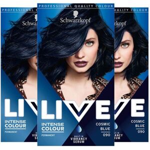 Schwarzkopf Women's LIVE Cosmic Blue 'Hair Dye' Intense Colour 090 3 Pack Blue Schwarzkopf Women's LIVE Cosmic Blue 'Hair Dye' Intense Colour 090 3 Pack Blue