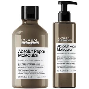 L'Oreal Professionnel Serie Expert Absolut Repair Molecular Hair Shampoo 300ml & Rinse-off Serum 250ml Duo in Clear Clear L'Oreal Professionnel Serie Expert Absolut Repair Molecular Hair Shampoo 300ml & Rinse-off Serum 250ml Duo in Clear Clear