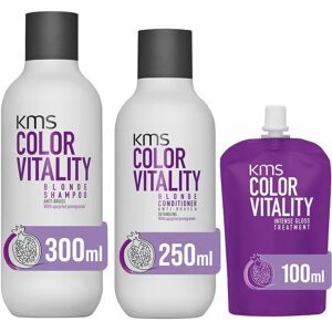 KMS Color Vitality Blonde Shampoo 300ml, Blonde Conditioner 250ml & Intense Gloss Treatment 100ml in Clear Clear KMS Color Vitality Blonde Shampoo 300ml, Blonde Conditioner 250ml & Intense Gloss Treatment 100ml in Clear Clear