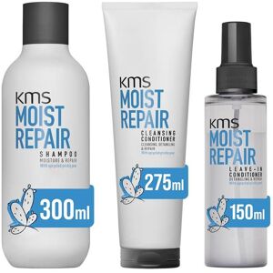 KMS Moist Repair Shampoo 300ml, Cleansing Conditioner 275ml & Leave-In Conditioner 150ml in Clear Clear KMS Moist Repair Shampoo 300ml, Cleansing Conditioner 275ml & Leave-In Conditioner 150ml in Clear Clear