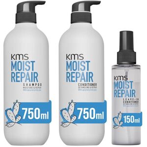 KMS Moist Repair Shampoo 750ml, Conditioner 750ml & Leave-In Conditioner 150ml Pack in Clear Clear KMS Moist Repair Shampoo 750ml, Conditioner 750ml & Leave-In Conditioner 150ml Pack in Clear Clear
