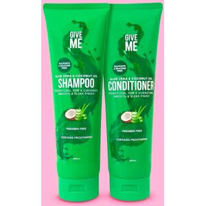 Give Me Shampoo & Conditioner Duo - Aloe Vera & Coconut Oil - 300ml in Green Size: 300g Green 300g Give Me Shampoo & Conditioner Duo - Aloe Vera & Coconut Oil - 300ml in Green Size: 300g Green 300g