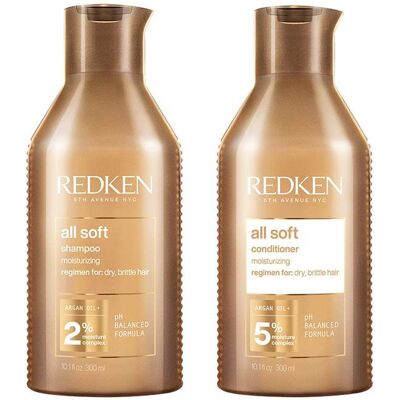 Redken All Soft Shampoo 300ml & Conditioner 300ml Duo in Clear Clear Redken All Soft Shampoo 300ml & Conditioner 300ml Duo in Clear Clear