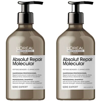 L'Oreal Professionnel Serie Expert Absolut Repair Molecular Hair Shampoo 500ml Double in Clear Clear L'Oreal Professionnel Serie Expert Absolut Repair Molecular Hair Shampoo 500ml Double in Clear Clear