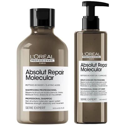 L'Oreal Professionnel Serie Expert Absolut Repair Molecular Hair Shampoo 300ml & Rinse-off Serum 250ml Duo in Clear Clear L'Oreal Professionnel Serie Expert Absolut Repair Molecular Hair Shampoo 300ml & Rinse-off Serum 250ml Duo in Clear Clear