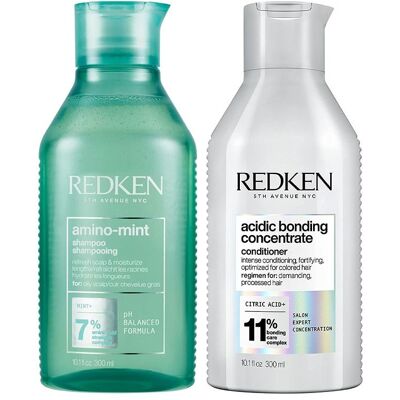 Redken Amino Mint Shampoo 300ml & Acidic Bonding Concentrate Conditioner 300ml in Clear Clear Redken Amino Mint Shampoo 300ml & Acidic Bonding Concentrate Conditioner 300ml in Clear Clear