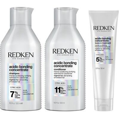 Redken Acidic Bonding Concentrate Shampoo 500ml, Conditioner 500ml & Leave-In Treatment 150ml & Bond Repair Supersize Bundle in Clear Clear Redken Acidic Bonding Concentrate Shampoo 500ml, Conditioner 500ml & Leave-In Treatment 150ml & Bond Repair Supersize Bundle in Clear Clear