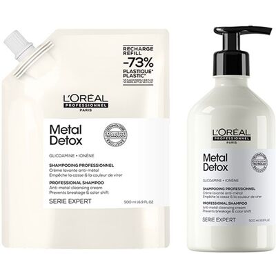 L'Oreal Professionnel Metal Detox Shampoo & Refill Pack 500ml Duo in Clear Clear L'Oreal Professionnel Metal Detox Shampoo & Refill Pack 500ml Duo in Clear Clear