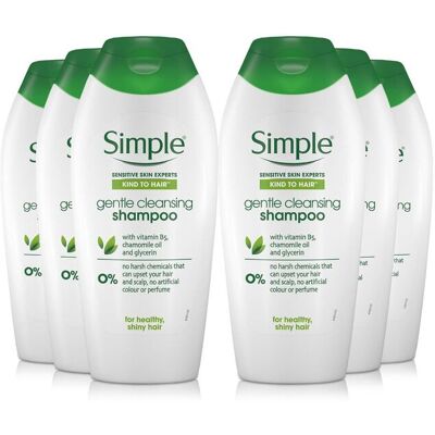 Simple Women's Gentle Shampoo 6x400ml Sensitive Scalp in White White Simple Women's Gentle Shampoo 6x400ml Sensitive Scalp in White White