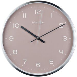 Hometime Round Metal Wall Clock 12" - Silver with Blush Dial