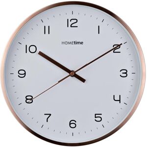 Hometime Round Rose Gold Metal Wall Clock White Dial 12"