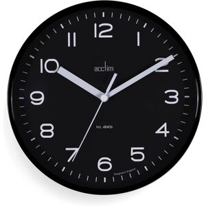 Acctim Runwell Small Wall Clock Quartz Slimline Case 20cm in Black Black Acctim Runwell Small Wall Clock Quartz Slimline Case 20cm in Black Black