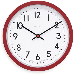 Acctim Elstow Small Kitchen Wall Clock Quartz Retro Style 20cm in Red Red Acctim Elstow Small Kitchen Wall Clock Quartz Retro Style 20cm in Red Red