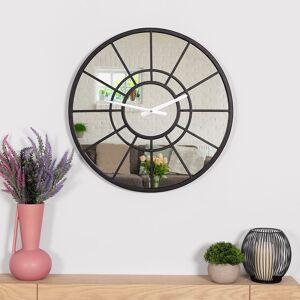 Charles Bentley Buttermere Indoor Outdoor Mirrored Skeleton Wall Clock 50cm in Black Black Charles Bentley Buttermere Indoor Outdoor Mirrored Skeleton Wall Clock 50cm in Black Black