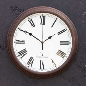 Primrose Outdoor Garden Wall Clock Perfect Time Radio Controlled 38cm in Brown Brown Primrose Outdoor Garden Wall Clock Perfect Time Radio Controlled 38cm in Brown Brown