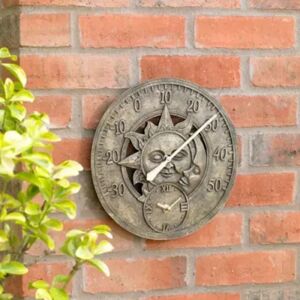 Marco Paul Bronze Sun & Moon 30cm Outside Clock & Thermometer for Garden Bronze Marco Paul Bronze Sun & Moon 30cm Outside Clock & Thermometer for Garden Bronze