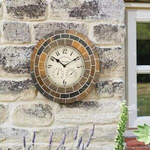 Marco Paul 34cm Stone Slate Outside Clock & Thermometer Multicolor Marco Paul 34cm Stone Slate Outside Clock & Thermometer Multicolor