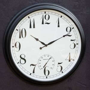 Primrose Outdoor Garden Clock With Thermometer & Metal Casing Brown Big Time 90cm Brown Primrose Outdoor Garden Clock With Thermometer & Metal Casing Brown Big Time 90cm Brown