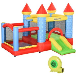 Outsunny Kids Bouncy Castle with Slide Pool Inflatable Trampoline Basket