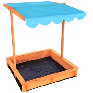 Oypla Childrens Wooden Garden Sand Pit with Adjustable Canopy