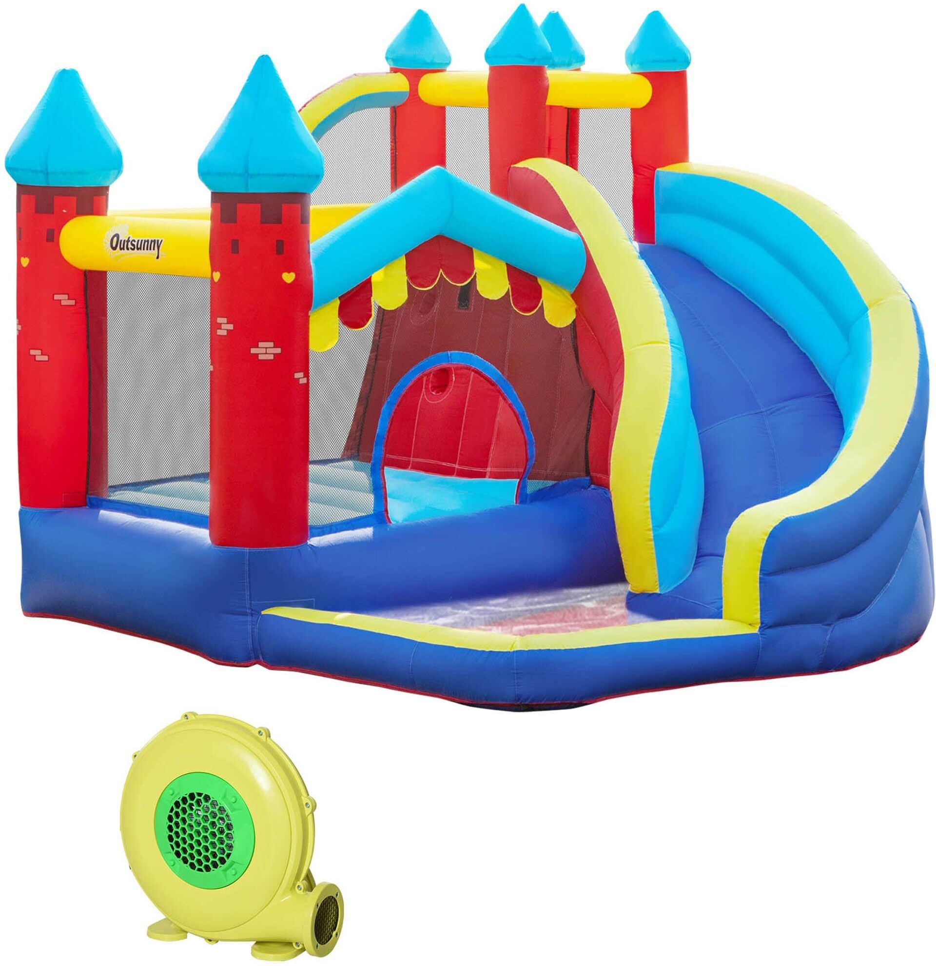 Outsunny Kids Bouncy Castle with Slide, Water, Pool, Trampoline, Climbing Wall