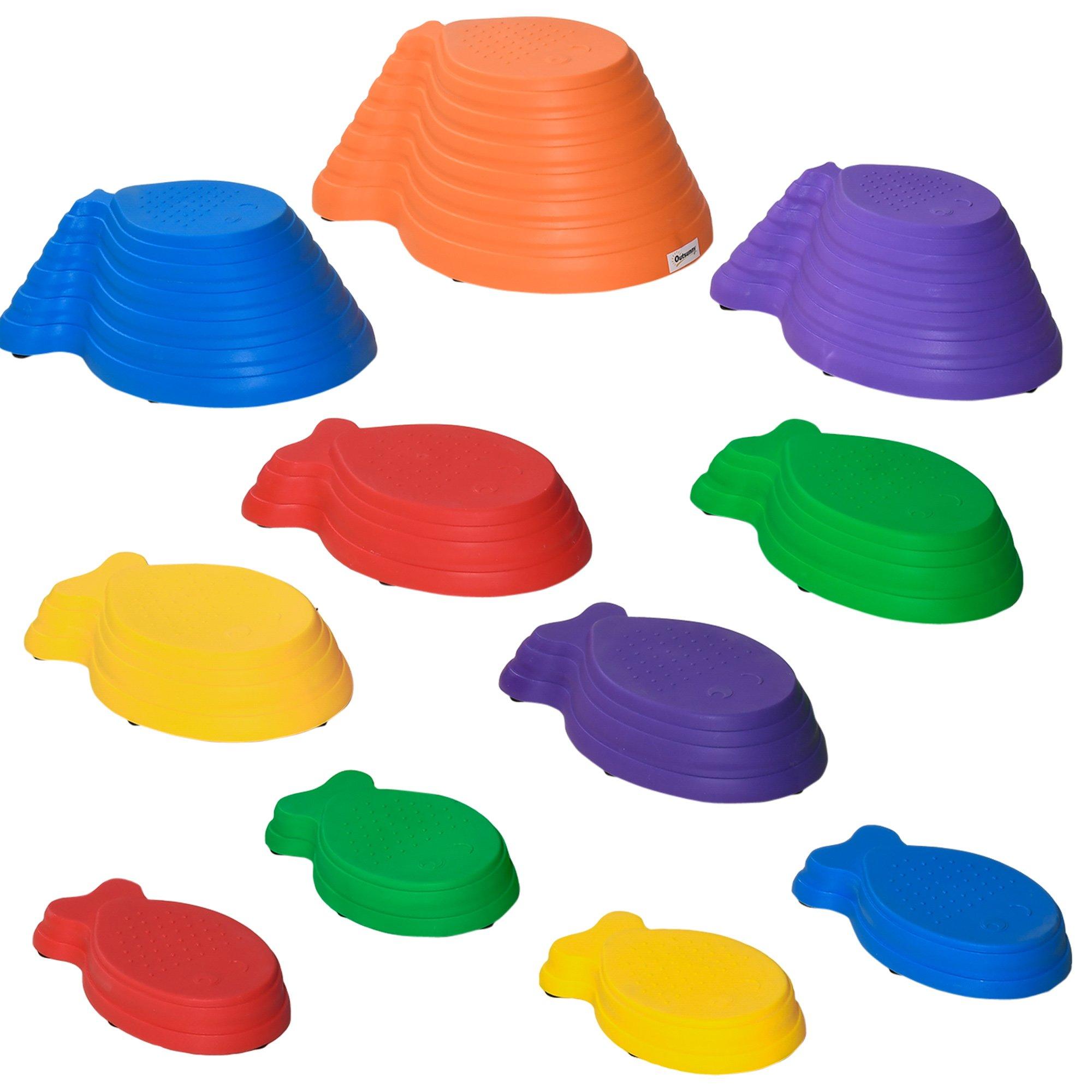 Outsunny 11-Piece Fish Shaped Balance Stepping Stones for Kids - Multicoloured