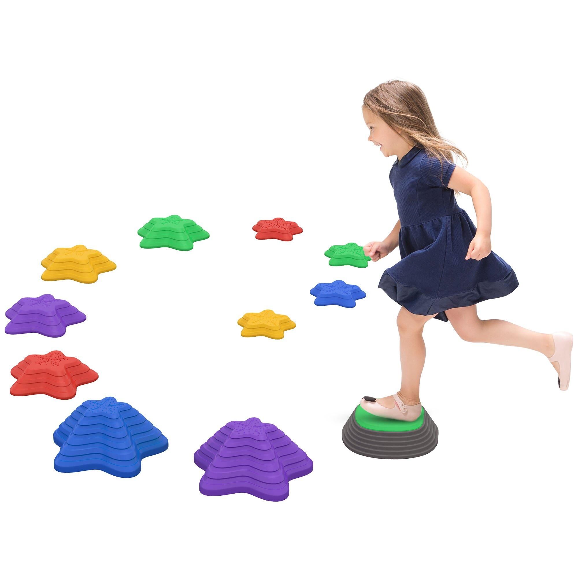 ZONEKIZ 11 PCs Stepping Stones Non-slip for Kids Balance Sensory Play Obstacle Course