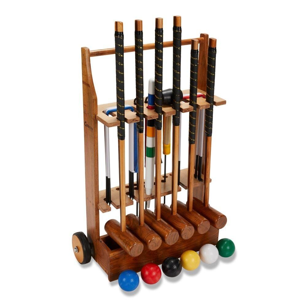 Uber Games Garden Croquet Set - 6 Player, with Wooden Trolley