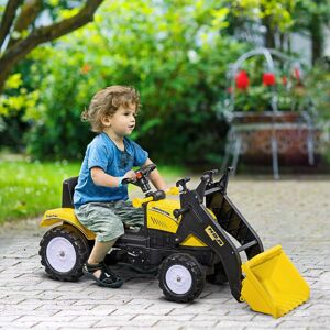 HOMCOM Pedal Go Kart Ride On Excavator W/ Front Loader Digger, Four Wheels Child Toy in Yellow Yellow HOMCOM Pedal Go Kart Ride On Excavator W/ Front Loader Digger, Four Wheels Child Toy in Yellow Yellow