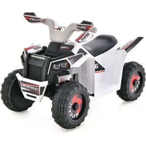 Costway Ride on Car 6V Battery Powered ATV 4 Wheeler Quad Toy Electric Vehicle in White White Costway Ride on Car 6V Battery Powered ATV 4 Wheeler Quad Toy Electric Vehicle in White White