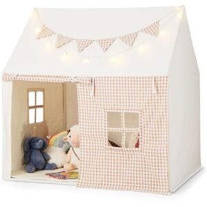 Costway Play Tent Children Large Playhouse w/ Padded Mat Indoor & Outdoor Tent Toy in Beige Beige Costway Play Tent Children Large Playhouse w/ Padded Mat Indoor & Outdoor Tent Toy in Beige Beige