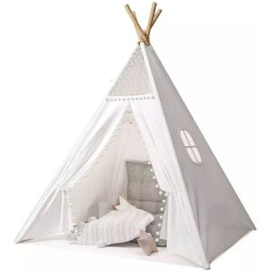 VOGREX 160CM Large Canvas Kids Teepee Star Wood Indian Tent Child In/Outdoor Play House in White Size: 160 cm x 100 cm White 160 cm x 100 cm VOGREX 160CM Large Canvas Kids Teepee Star Wood Indian Tent Child In/Outdoor Play House in White Size: 160 cm x 100 cm White 160 cm x 100 cm