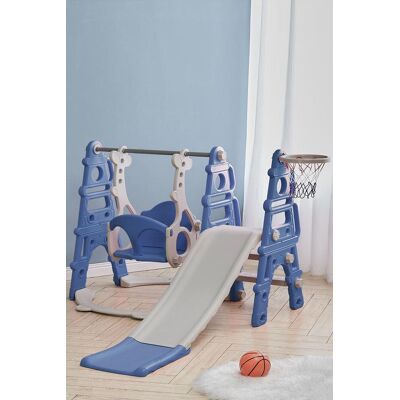 Living and Home 3-in-1 Children Toddler Swing and Slide Set with Basketball Hoop in Blue Blue Living and Home 3-in-1 Children Toddler Swing and Slide Set with Basketball Hoop in Blue Blue