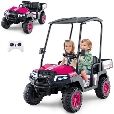 Gymax Toy Golf Cart 4WD 2 Seater Ride on Car With Sun Shade 24V 7AH in Rose Rose Gymax Toy Golf Cart 4WD 2 Seater Ride on Car With Sun Shade 24V 7AH in Rose Rose