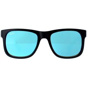 Ray-Ban Men's Rectangle Rubber Black Blue Mirror Justin 4165 Sunglasses Black One Size Ray-Ban Men's Rectangle Rubber Black Blue Mirror Justin 4165 Sunglasses Black One Size