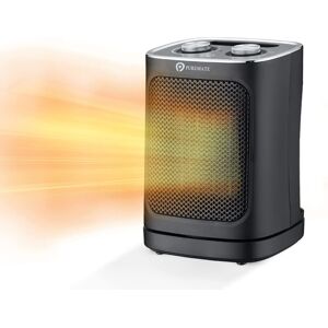 PureMate Ceramic Fan Heater, 1800W Portable Electric Heater w/ 2 Heat Settings, Space Heater w/ Oscillating, Adjustable Thermostat & Safety Cut-Off Black PureMate Ceramic Fan Heater, 1800W Portable Electric Heater w/ 2 Heat Settings, Space Heater w/ Oscillating, Adjustable Thermostat & Safety Cut-Off Black