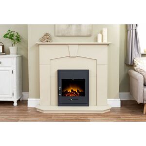 Adam Fires & Fireplaces Abbey Fireplace in Stone Effect with Oslo Electric Fire in Black, 48 Inch in Black Black Adam Fires & Fireplaces Abbey Fireplace in Stone Effect with Oslo Electric Fire in Black, 48 Inch in Black Black