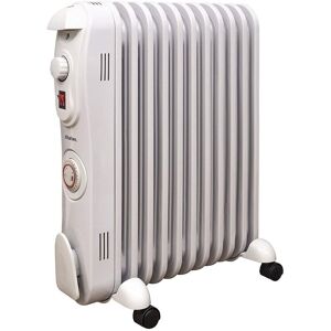 Schallen White 2500W 11 Fin Portable Electric Slim Oil Filled Radiator Heater w/ Adjustable Temperature Thermostat, 3 Heat Settings & Safety Cut Off White Schallen White 2500W 11 Fin Portable Electric Slim Oil Filled Radiator Heater w/ Adjustable Temperature Thermostat, 3 Heat Settings & Safety Cut Off White