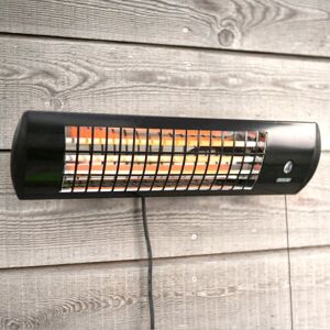 Primrose 1.8kW IPX4 Wall Mounted Infrared Patio Heater with 3 Power Settings in Black Black Primrose 1.8kW IPX4 Wall Mounted Infrared Patio Heater with 3 Power Settings in Black Black