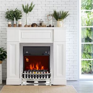 HOMCOM Electric Fireplace 1&2KW LED Fire Place Effect Heater Fire Flame in Silver Silver HOMCOM Electric Fireplace 1&2KW LED Fire Place Effect Heater Fire Flame in Silver Silver