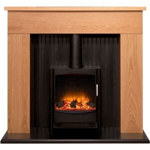 Adam Fires & Fireplaces Adam Innsbruck Stove Fireplace in Oak with Keston Electric Stove, 45 Inch in Black Black Adam Fires & Fireplaces Adam Innsbruck Stove Fireplace in Oak with Keston Electric Stove, 45 Inch in Black Black