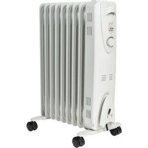 MYLEK Electric Oil Filled Portable Radiator with Adjustable Thermostat 2kW in White White MYLEK Electric Oil Filled Portable Radiator with Adjustable Thermostat 2kW in White White