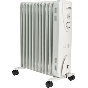 MYLEK Electric Oil Filled Portable Radiator with Adjustable Thermostat 2.5kW in White White MYLEK Electric Oil Filled Portable Radiator with Adjustable Thermostat 2.5kW in White White