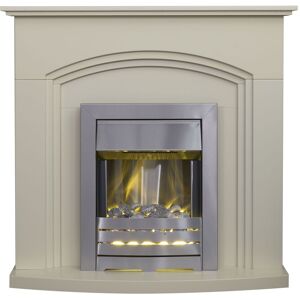 Adam Fires & Fireplaces Adam Truro Fireplace in Cream with Helios Electric Fire in Brushed Steel, 41 Inch in Grey Grey Adam Fires & Fireplaces Adam Truro Fireplace in Cream with Helios Electric Fire in Brushed Steel, 41 Inch in Grey Grey