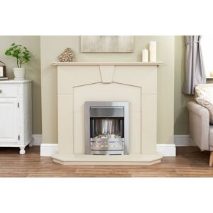 Adam Fires & Fireplaces Abbey Fireplace in Stone Effect with Helios Electric Fire in Brushed Steel, 48 Inch in Grey Grey Adam Fires & Fireplaces Abbey Fireplace in Stone Effect with Helios Electric Fire in Brushed Steel, 48 Inch in Grey Grey